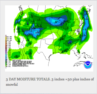 Big Snow Storm headed towards Wyoming, Colorado and Utah