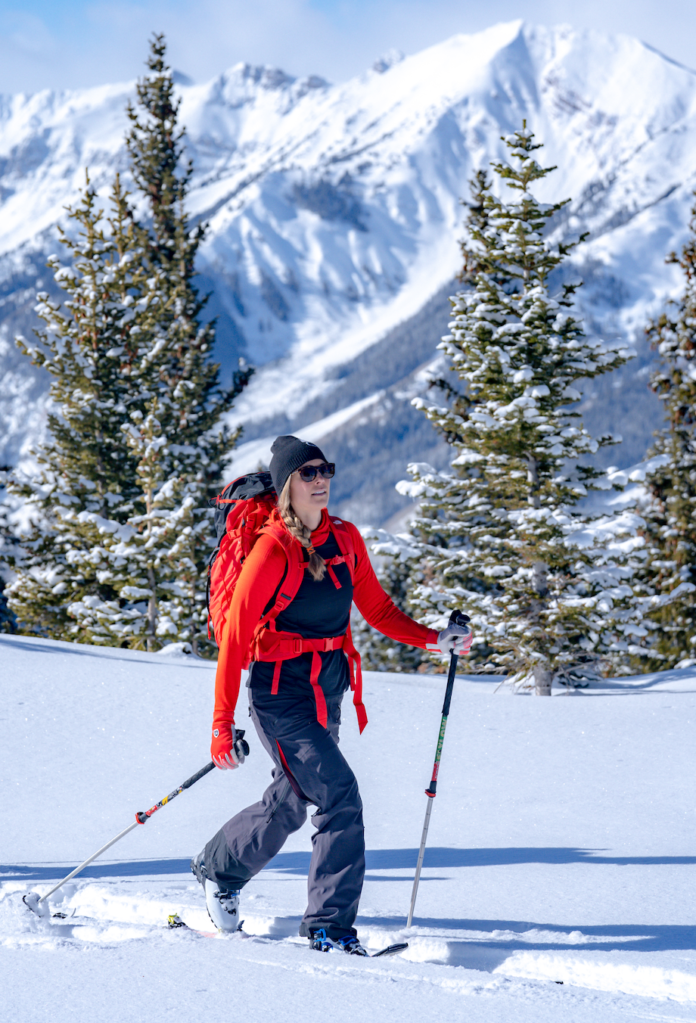 woman ski touring, women backcountry ski touring